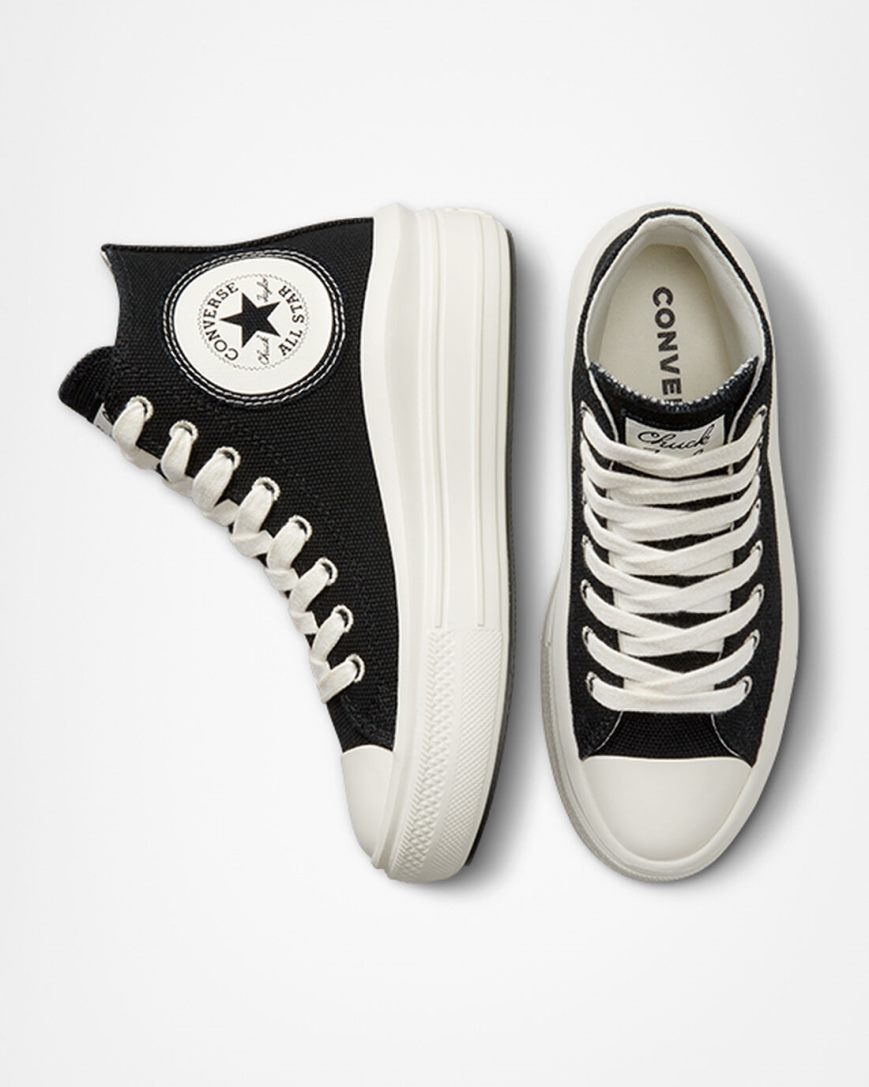 Women's Converse Chuck Taylor All Star Move Oversized Patch High Top Platform Shoes Black / Beige White | AU 6E508U